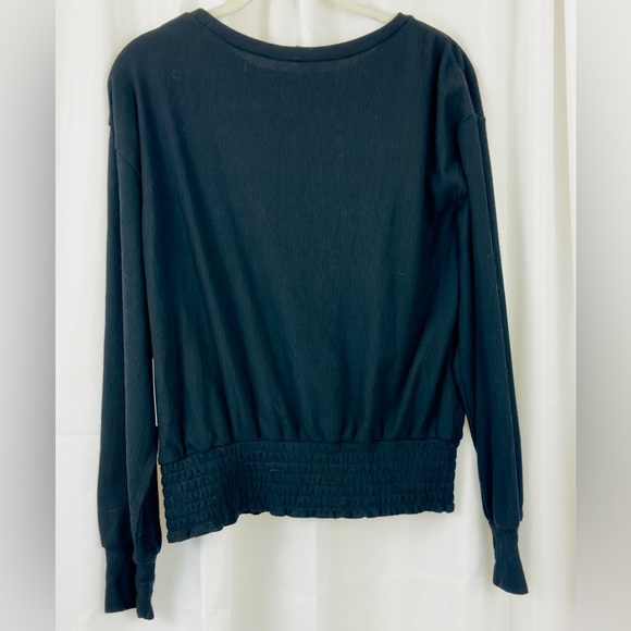 1.STATE - Black Ribbed Crew Neck Balloon Sleeve Sweater - Elastic Waist  Medium - Picture 5 of 9